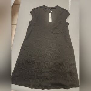 Sporty Black Textured Mini Dress
